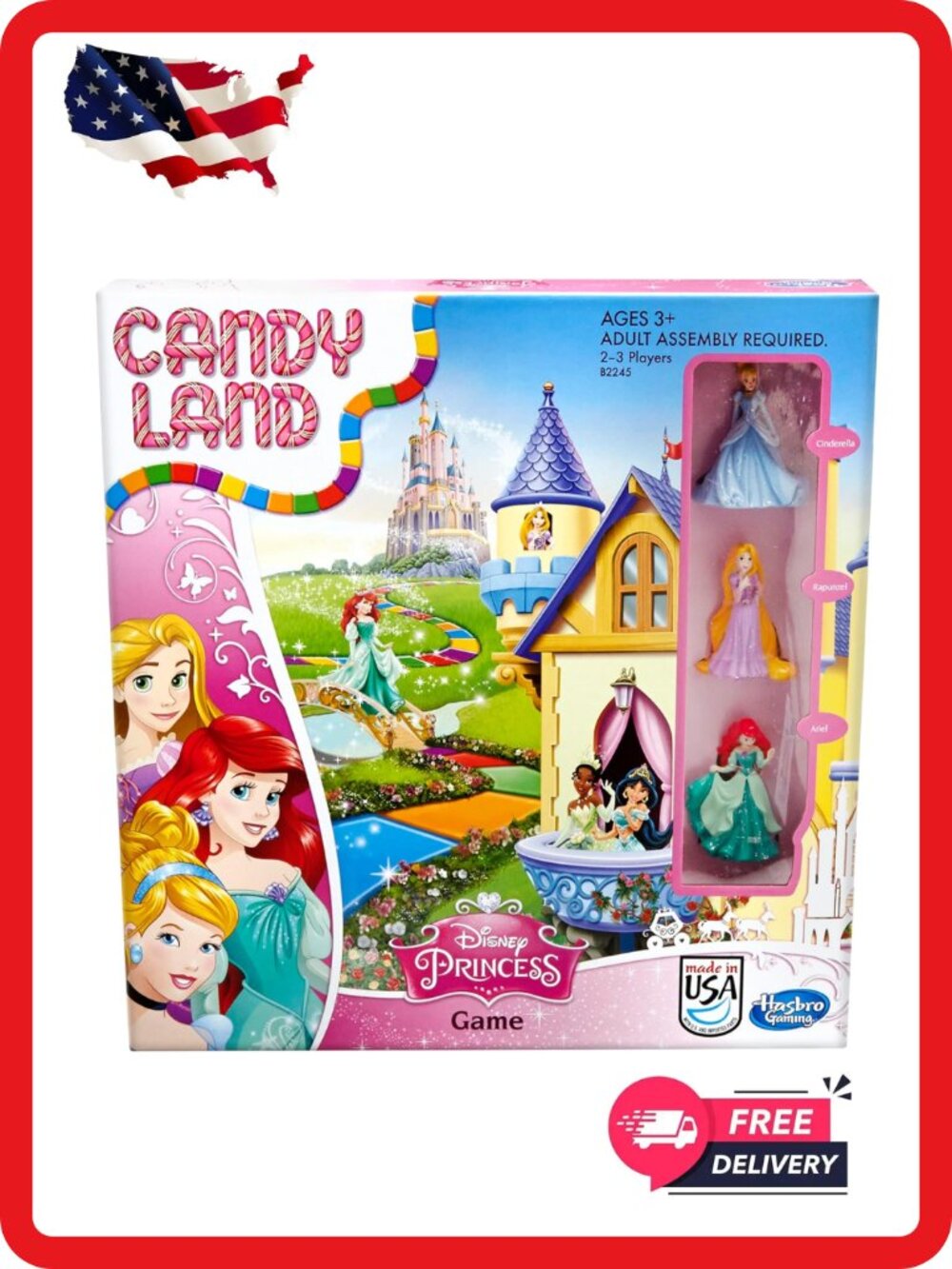Candy Land Disney Princess Edition Board Game Hasbro Kids Ages 3+ 2-3 Players